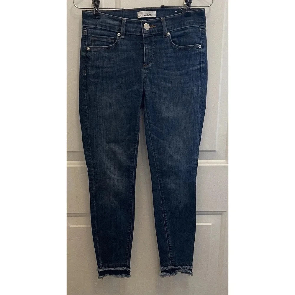 Made and Loved Loft‎ Jeans Modern Skinny Raw Hem Dark Blue Womens 25/0
